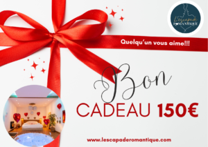 Bon cadeau valeur 150€pour une réservation à l'escapade romantique